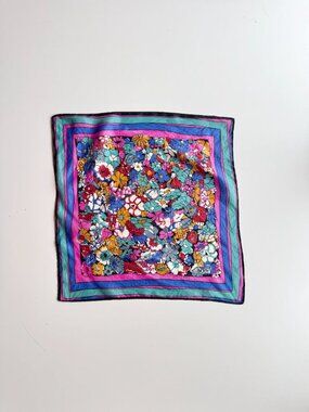 Vintage LIBERTY Floral Silk Habotai 16.5" x 16.5" Square Scarf